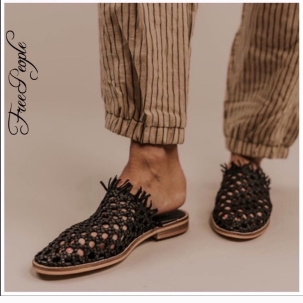 FREE PEOPLE Mirage Black Woven Mule Sandal